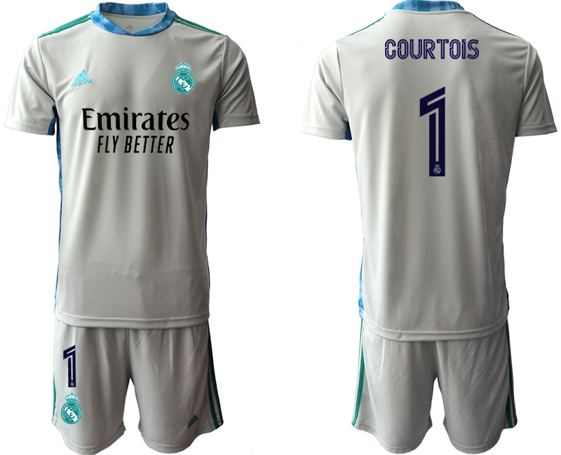 Men 2020-2021 club Real Madrid grey goalkeeper #1 Soccer Jerseys1->real madrid jersey->Soccer Club Jersey
